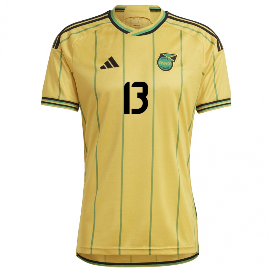 Men Football Jamaica Chris-Ann Chambers #13 Yellow Home Jersey 24-26 T-Shirt Za