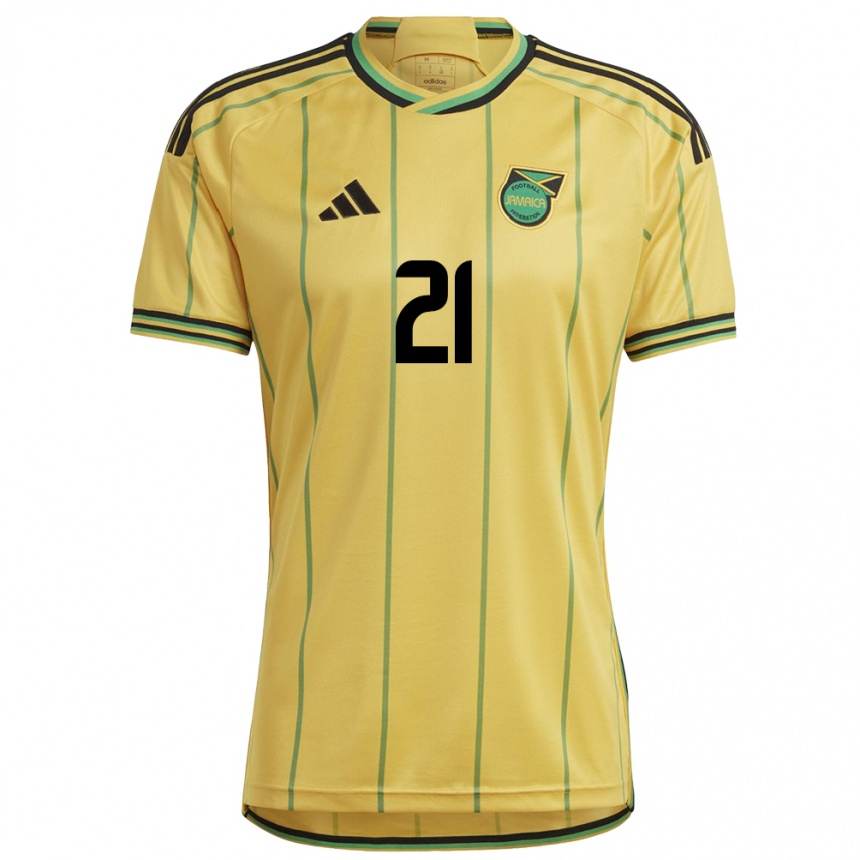 Men Football Jamaica Cheyna Matthews #21 Yellow Home Jersey 24-26 T-Shirt Za