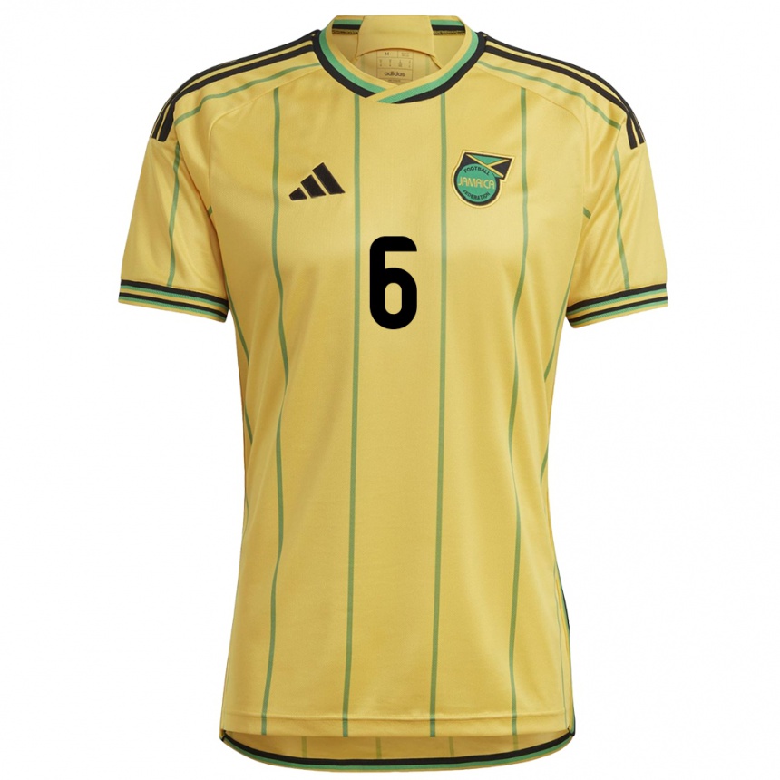 Men Football Jamaica Ronaldo Barrett #6 Yellow Home Jersey 24-26 T-Shirt Za