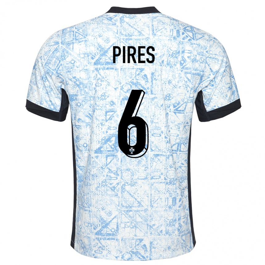 Men Football Portugal Suzane Pires #6 Cream Blue Away Jersey 24-26 T-Shirt Za