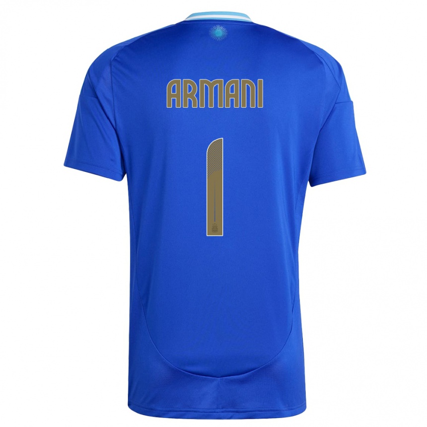 Men Football Argentina Franco Armani #1 Blue Away Jersey 24-26 T-Shirt Za