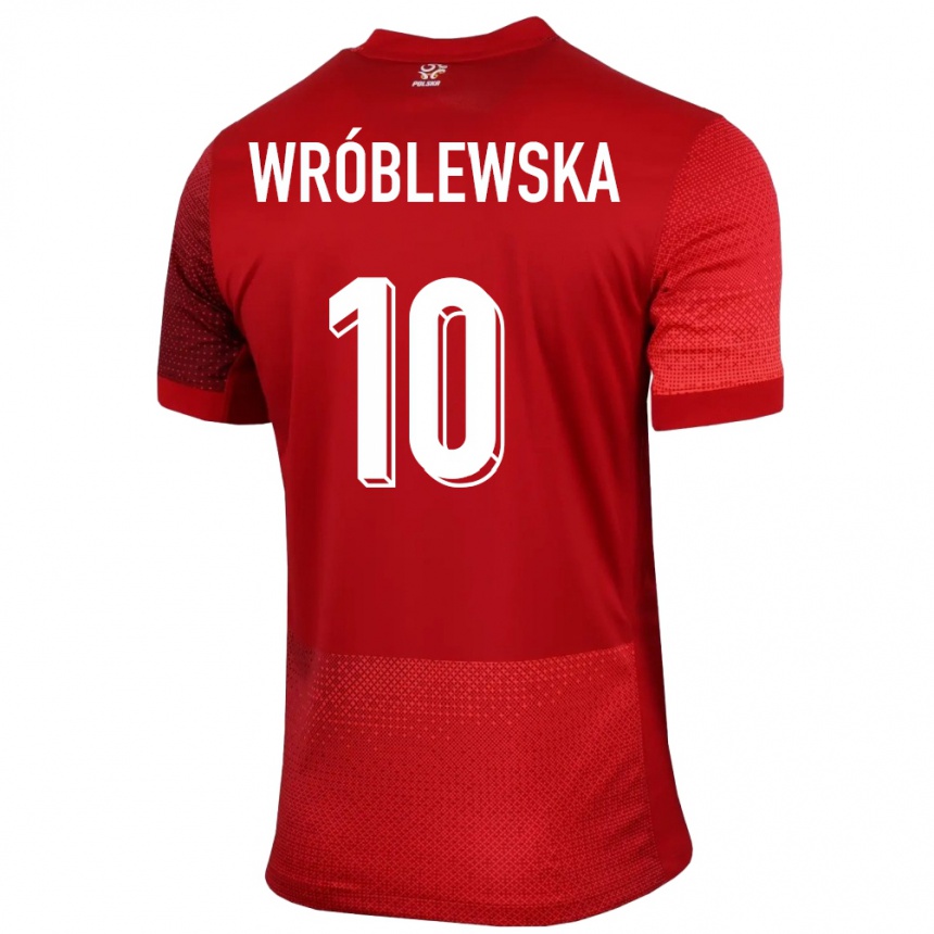 Men Football Poland Joanna Wroblewska #10 Red Away Jersey 24-26 T-Shirt Za