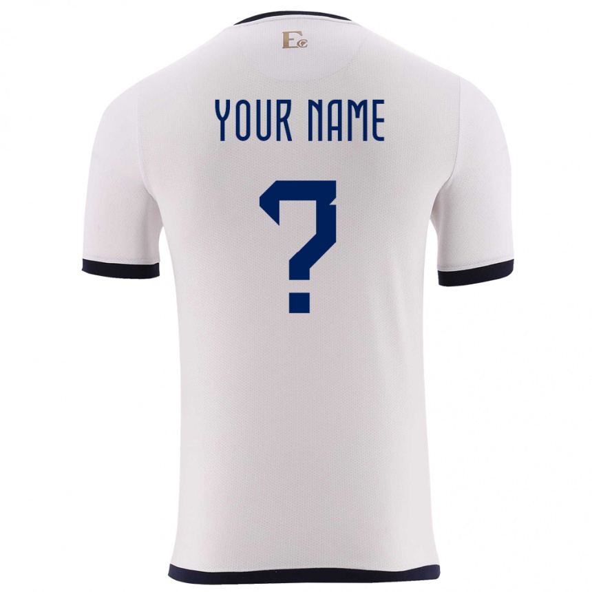 Men Football Ecuador Your Name #0 White Away Jersey 24-26 T-Shirt Za