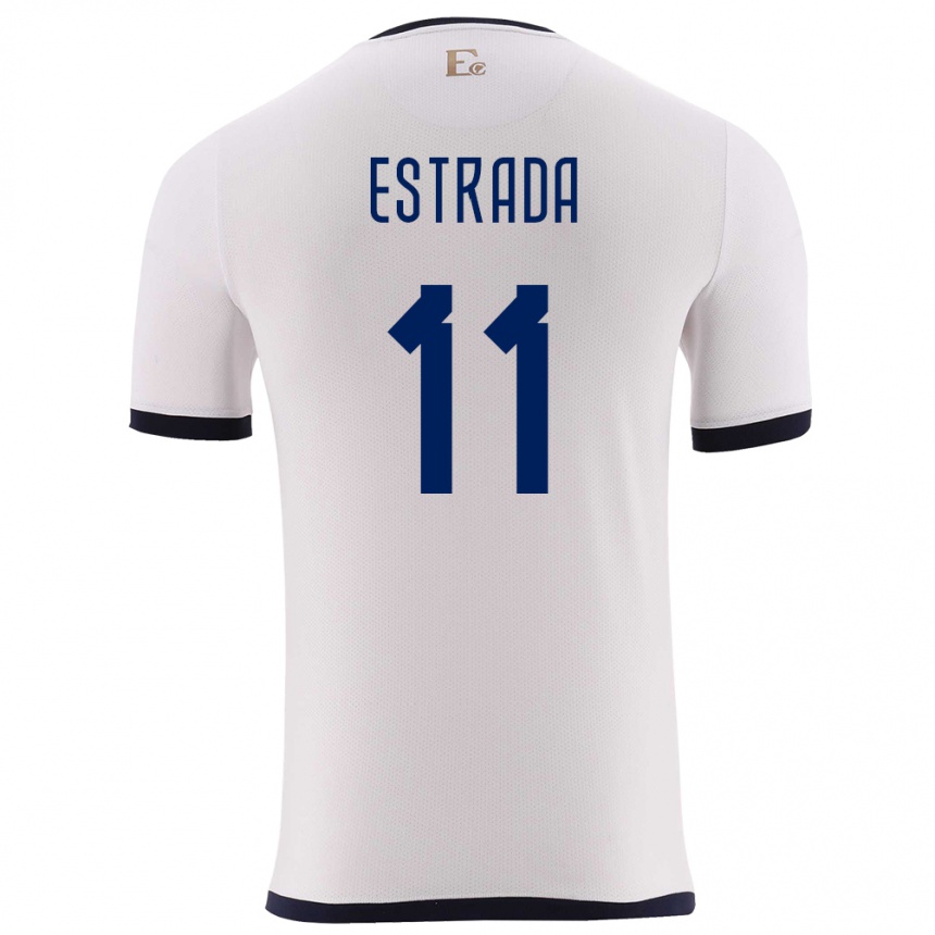 Men Football Ecuador Michael Estrada #11 White Away Jersey 24-26 T-Shirt Za