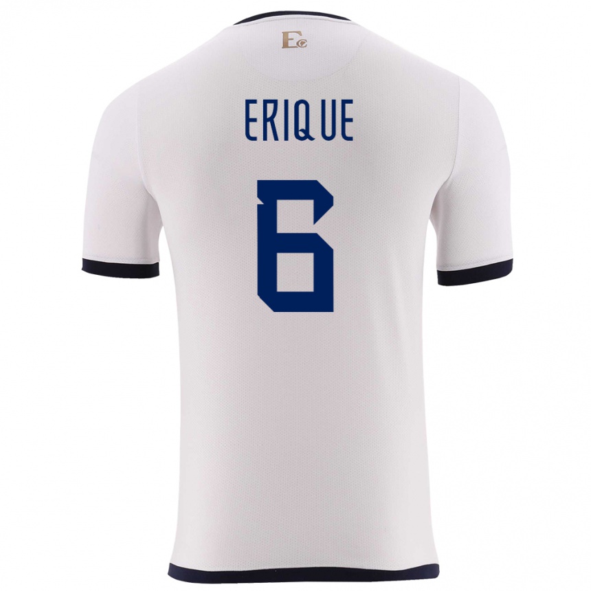 Men Football Ecuador Yeltzin Erique #6 White Away Jersey 24-26 T-Shirt Za