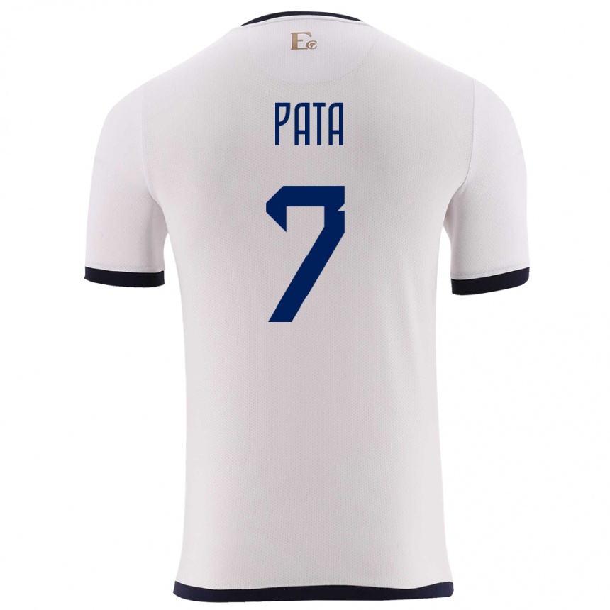 Men Football Ecuador Emerson Pata #7 White Away Jersey 24-26 T-Shirt Za