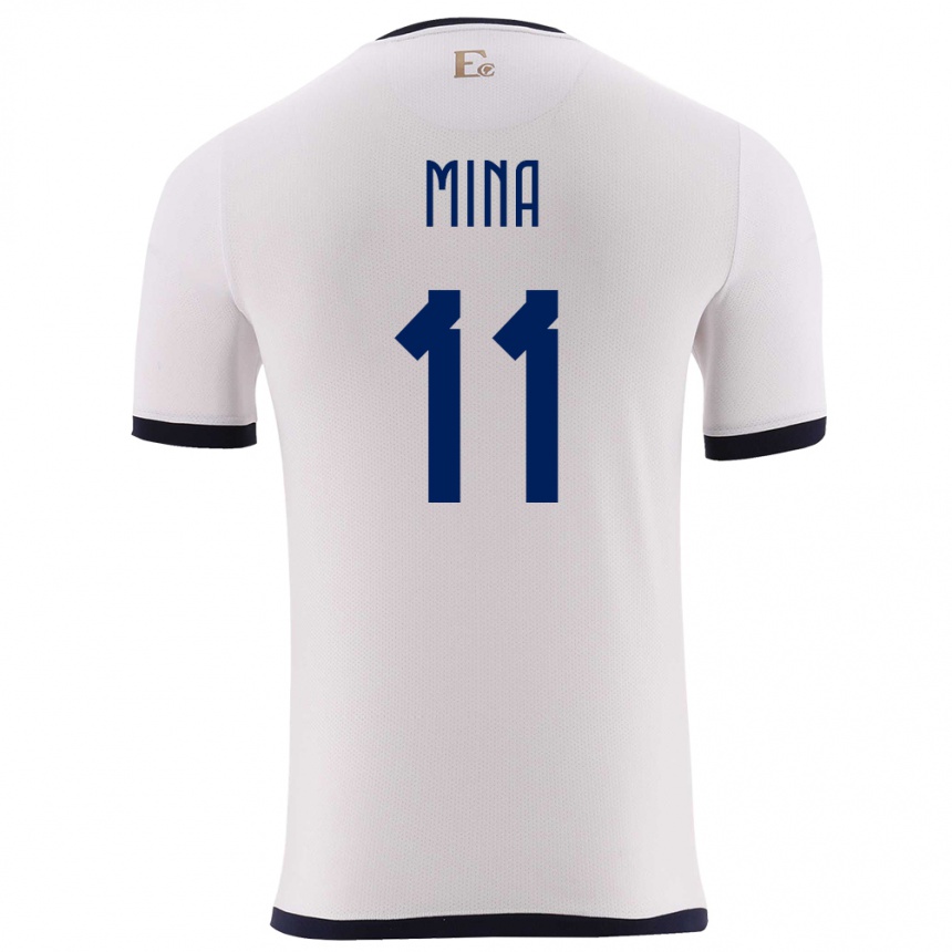 Men Football Ecuador Ariel Mina #11 White Away Jersey 24-26 T-Shirt Za