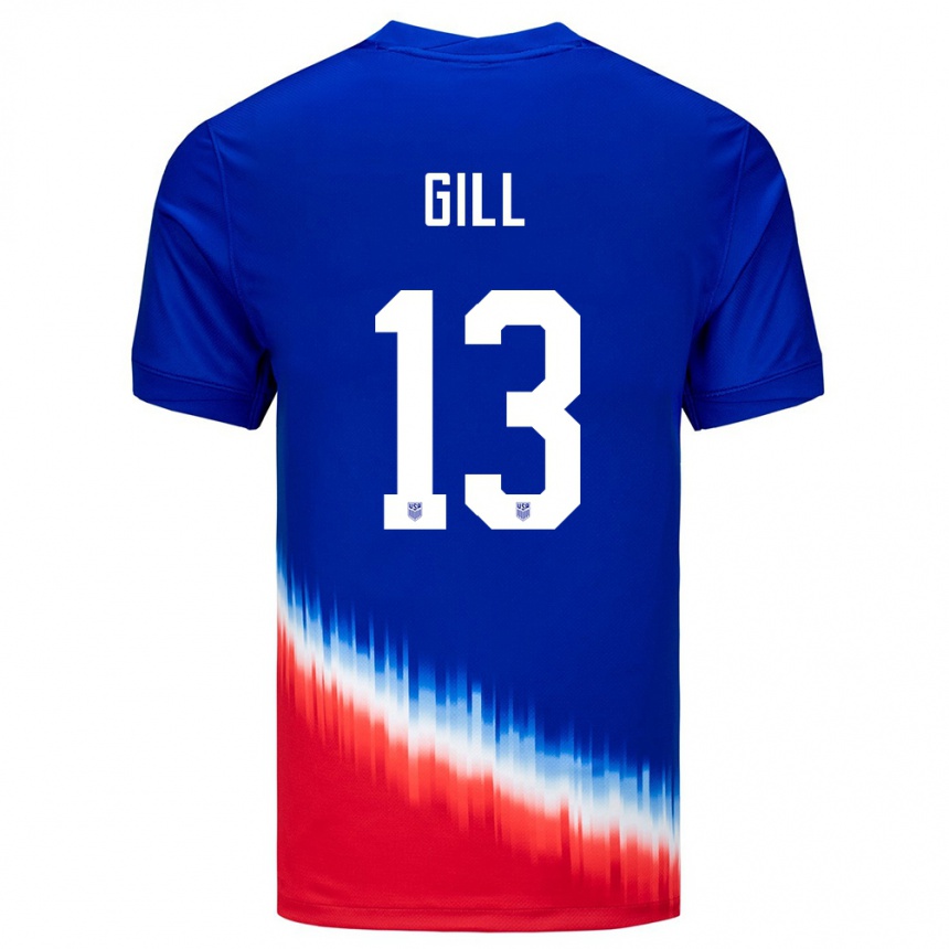 Men Football United States Adrian Gill #13 Blue Away Jersey 24-26 T-Shirt Za