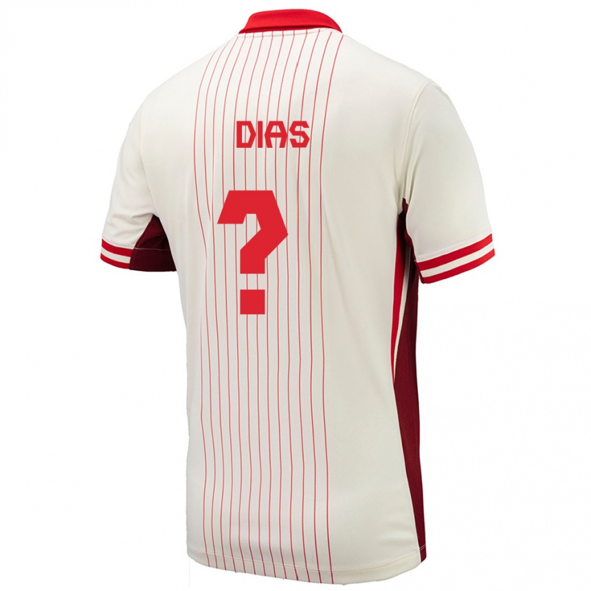 Men Football Canada Lucas Dias #0 White Away Jersey 24-26 T-Shirt Za