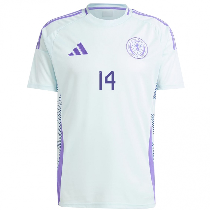 Men Football Scotland Billy Gilmour #14 Light Mint Blue Away Jersey 24-26 T-Shirt Za