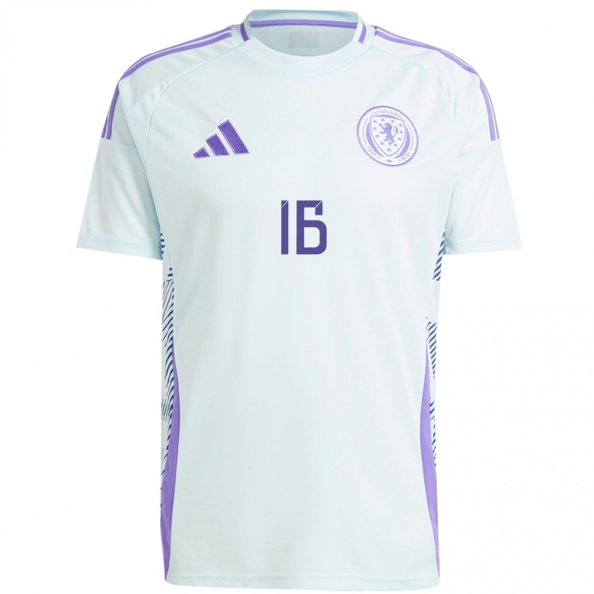 Men Football Scotland Amy Rodgers #16 Light Mint Blue Away Jersey 24-26 T-Shirt Za