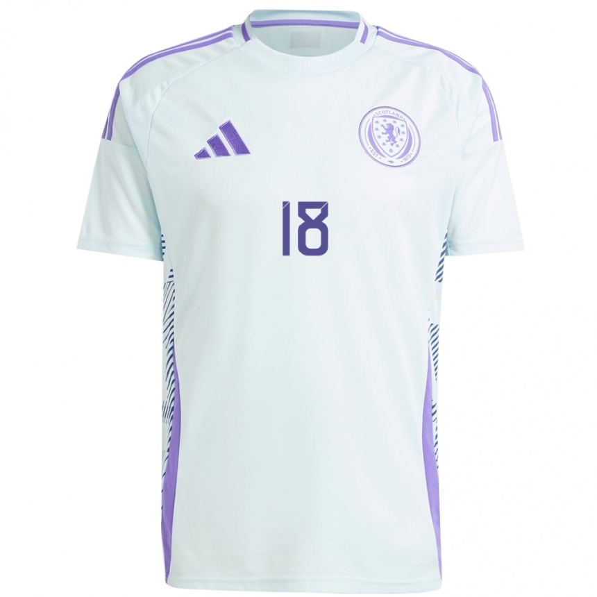 Men Football Scotland Lewis Ferguson #18 Light Mint Blue Away Jersey 24-26 T-Shirt Za