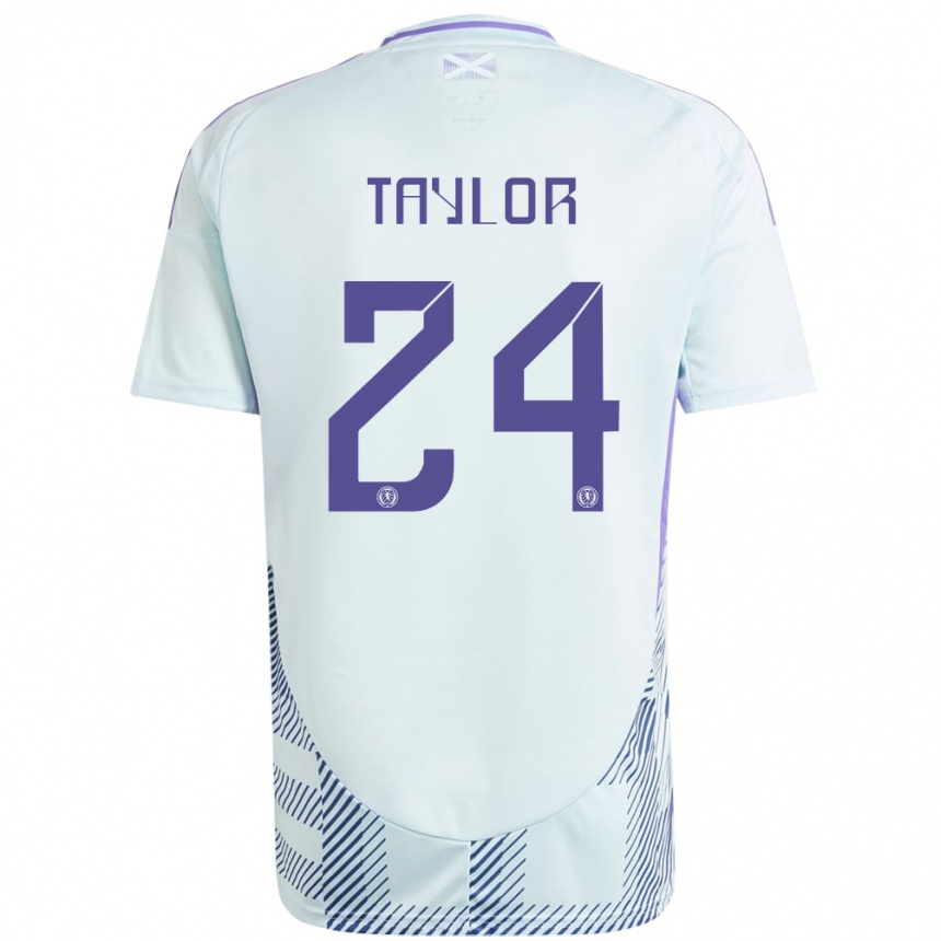 Men Football Scotland Greg Taylor #24 Light Mint Blue Away Jersey 24-26 T-Shirt Za