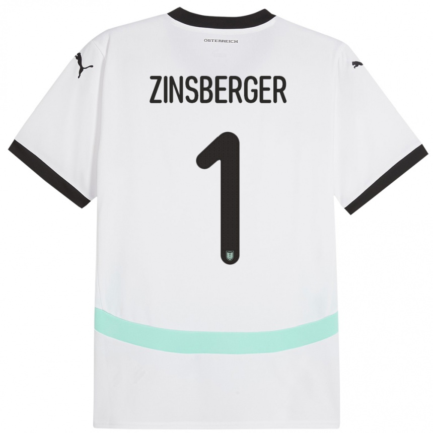 Men Football Austria Manuela Zinsberger #1 White Away Jersey 24-26 T-Shirt Za