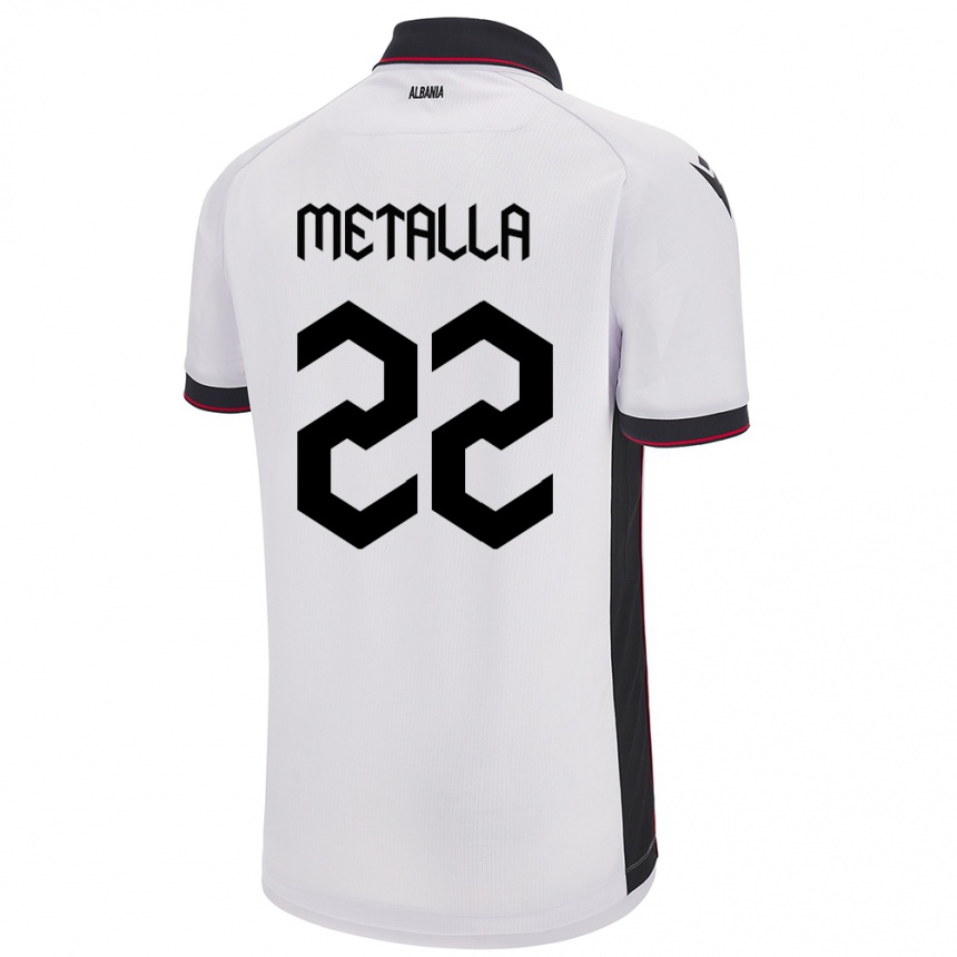 Men Football Albania Mikaela Metalla #22 White Away Jersey 24-26 T-Shirt Za