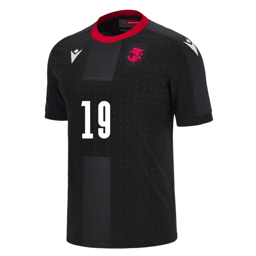 Men Football Georgia Tornike Morchiladze #19 Black Away Jersey 24-26 T-Shirt Za