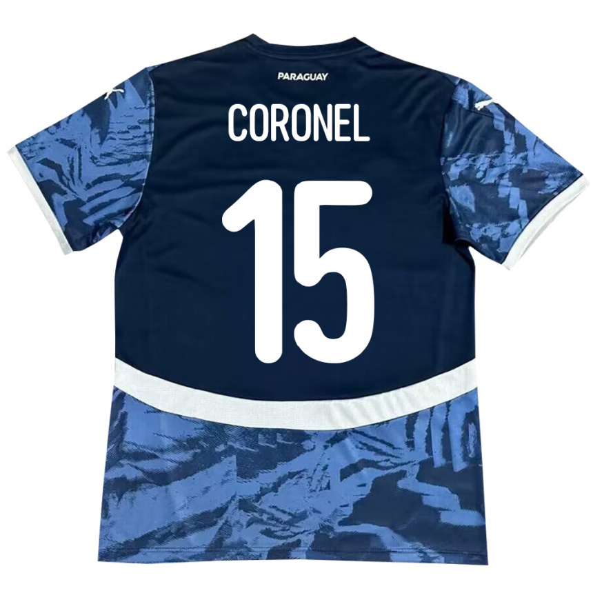 Men Football Paraguay Éver Coronel #15 Blue Away Jersey 24-26 T-Shirt Za