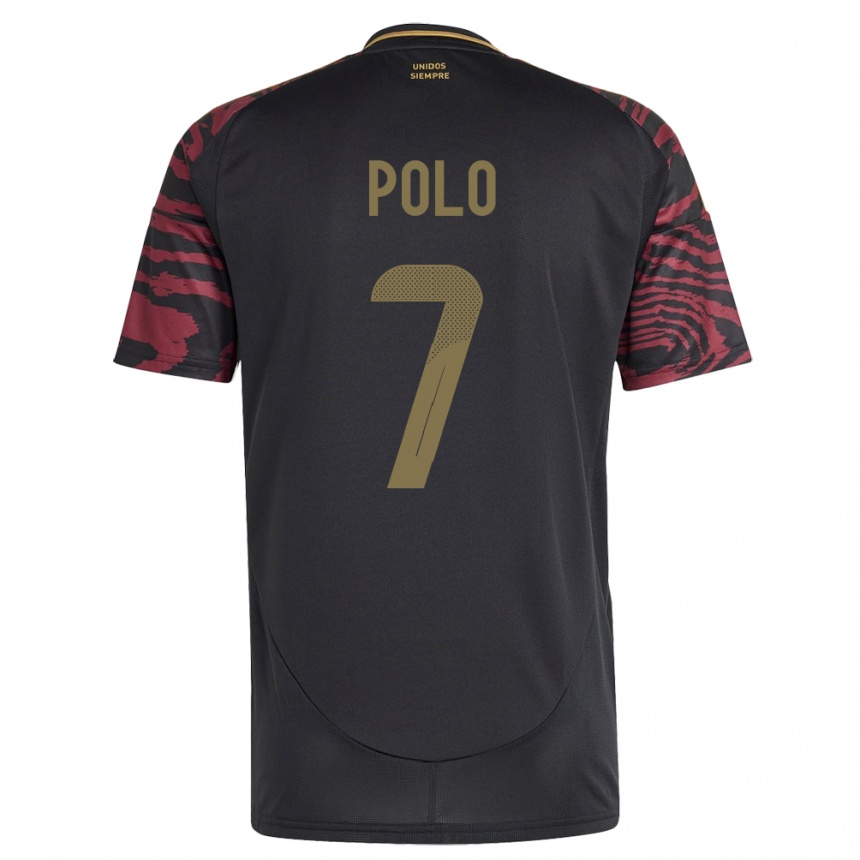 Men Football Peru Andy Polo #7 Black Away Jersey 24-26 T-Shirt Za