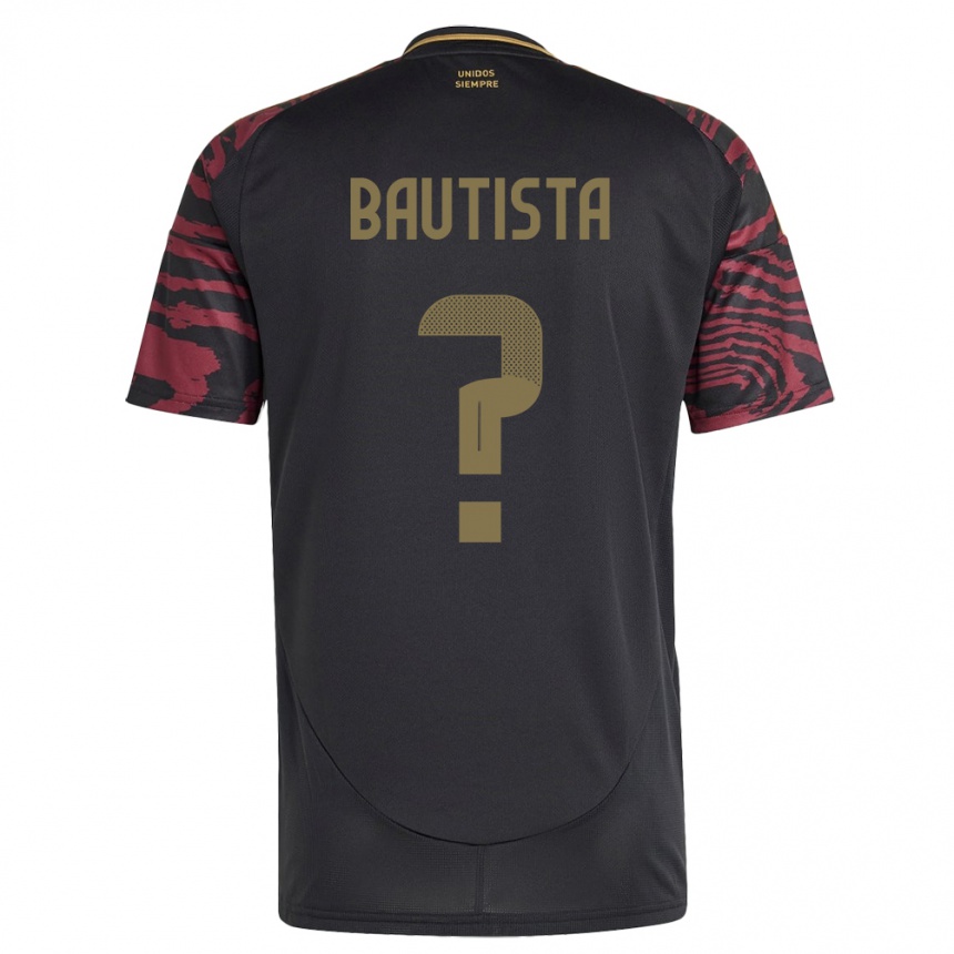 Men Football Peru César Bautista #0 Black Away Jersey 24-26 T-Shirt Za