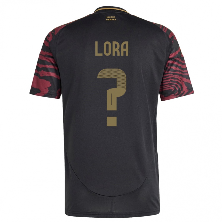 Men Football Peru Fabrizio Lora #0 Black Away Jersey 24-26 T-Shirt Za