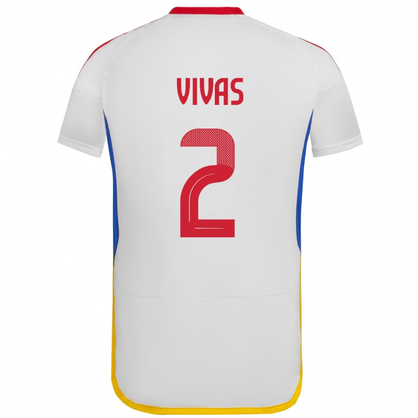 Men Football Venezuela Carlos Vivas #2 White Away Jersey 24-26 T-Shirt Za