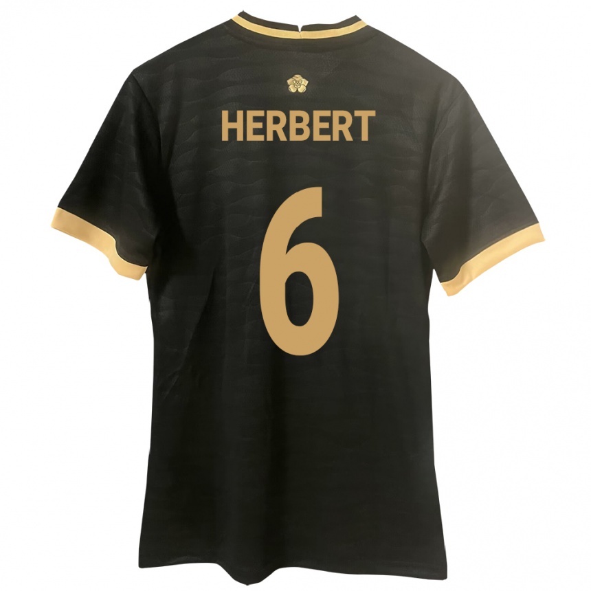 Men Football Panama Giovany Herbert #6 Black Away Jersey 24-26 T-Shirt Za