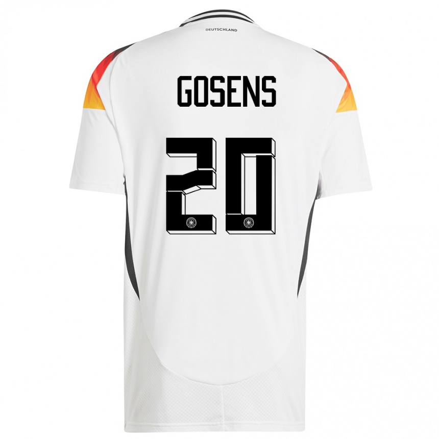 Women Football Germany Robin Gosens #20 White Home Jersey 24-26 T-Shirt Za