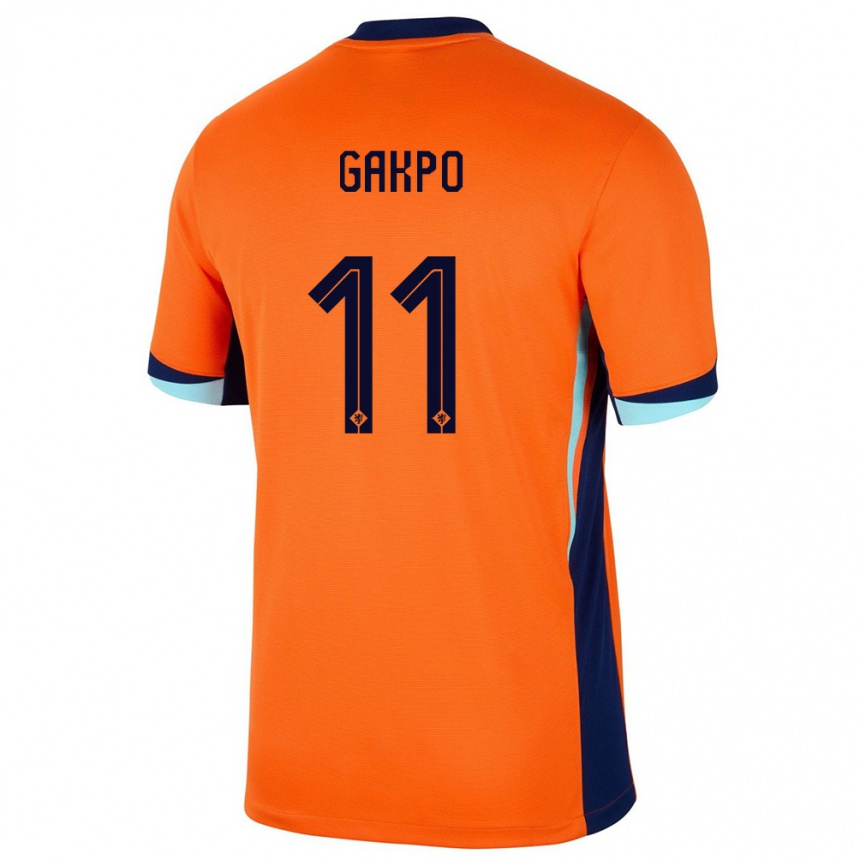 Women Football Netherlands Cody Gakpo #11 Orange Home Jersey 24-26 T-Shirt Za