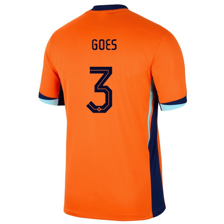 Women Football Netherlands Wouter Goes #3 Orange Home Jersey 24-26 T-Shirt Za