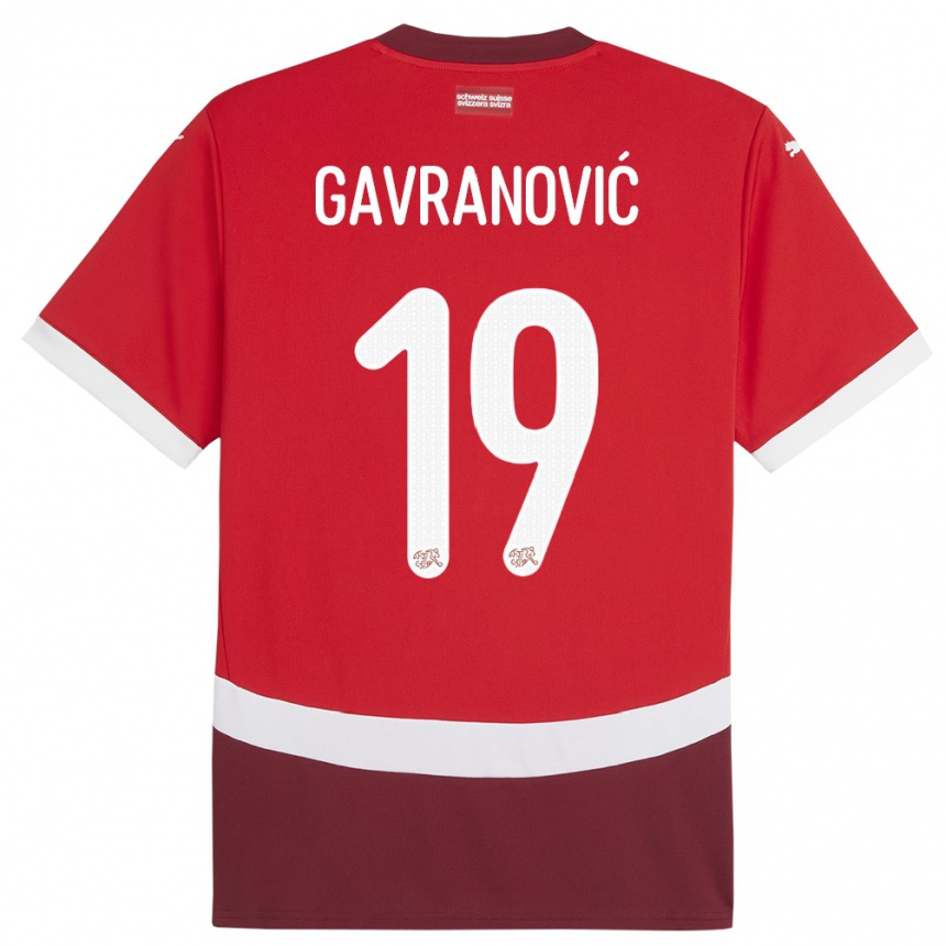 Women Football Switzerland Mario Gavranovic #19 Red Home Jersey 24-26 T-Shirt Za