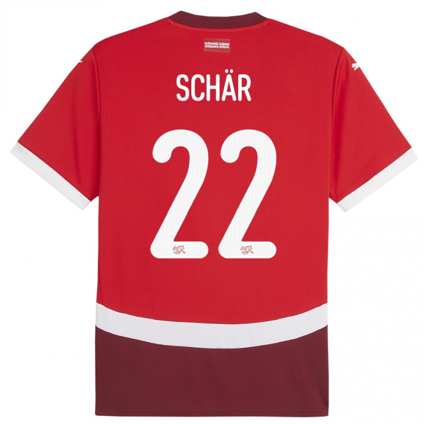 Women Football Switzerland Fabian Schar #22 Red Home Jersey 24-26 T-Shirt Za