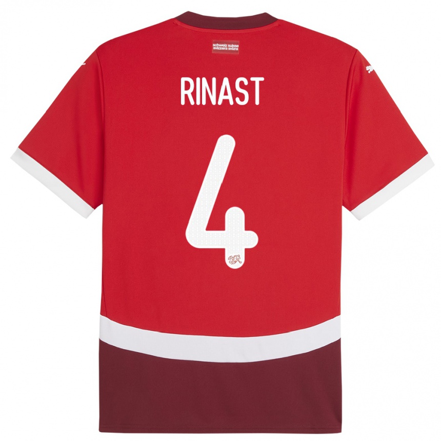 Women Football Switzerland Rachel Rinast #4 Red Home Jersey 24-26 T-Shirt Za