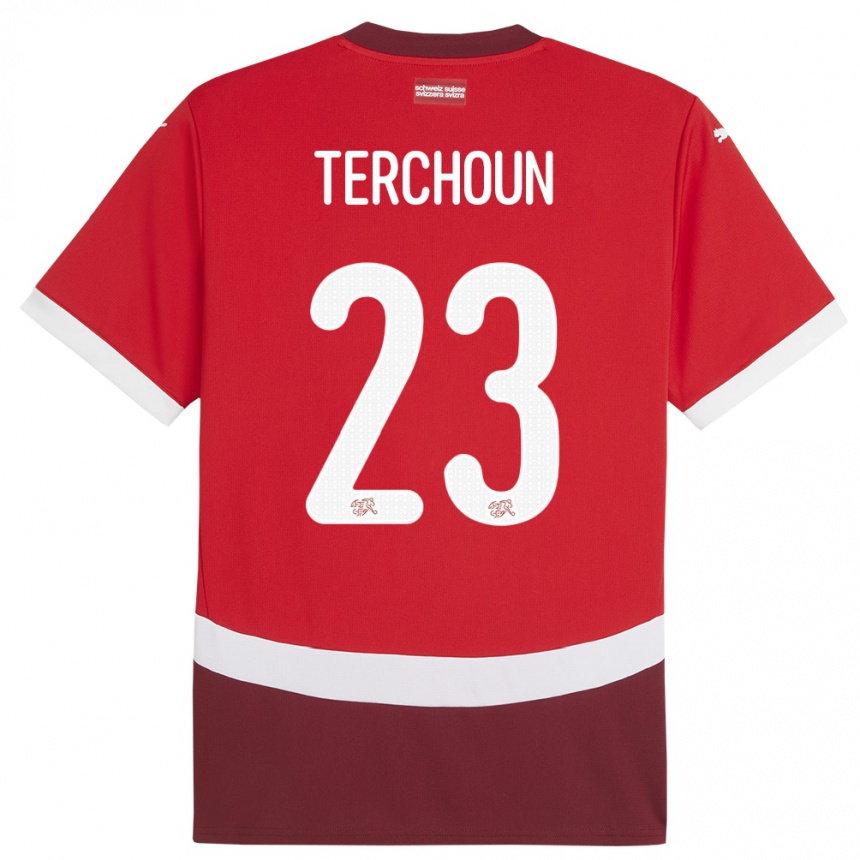 Women Football Switzerland Meriame Terchoun #23 Red Home Jersey 24-26 T-Shirt Za