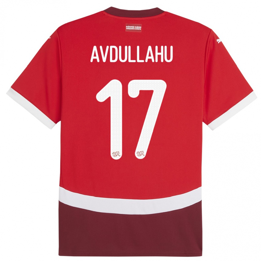 Women Football Switzerland Leon Avdullahu #17 Red Home Jersey 24-26 T-Shirt Za