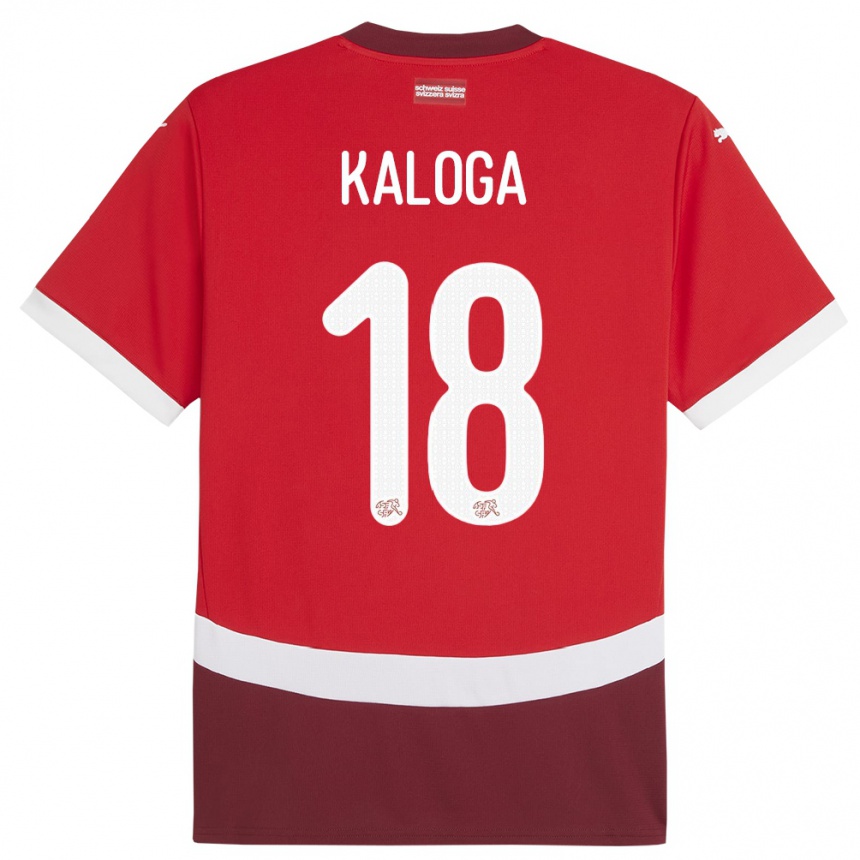 Women Football Switzerland Issa Kaloga #18 Red Home Jersey 24-26 T-Shirt Za