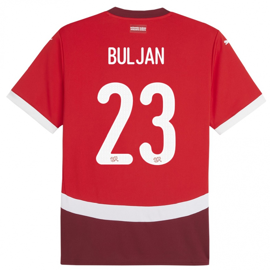 Women Football Switzerland Leo Buljan #23 Red Home Jersey 24-26 T-Shirt Za