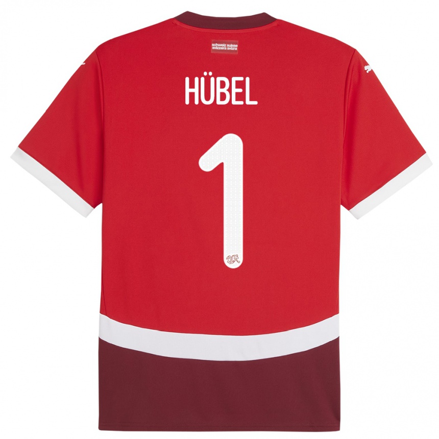 Women Football Switzerland Marvin Hubel #1 Red Home Jersey 24-26 T-Shirt Za