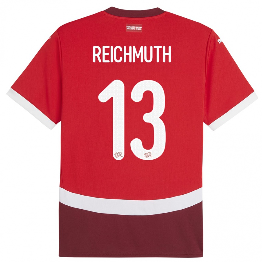 Women Football Switzerland Miguel Reichmuth #13 Red Home Jersey 24-26 T-Shirt Za