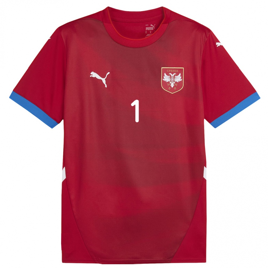 Women Football Serbia Luka Lijeskic #1 Red Home Jersey 24-26 T-Shirt Za