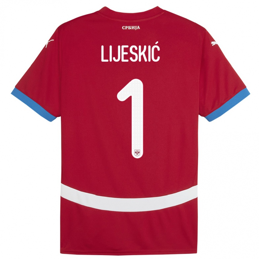 Women Football Serbia Luka Lijeskic #1 Red Home Jersey 24-26 T-Shirt Za