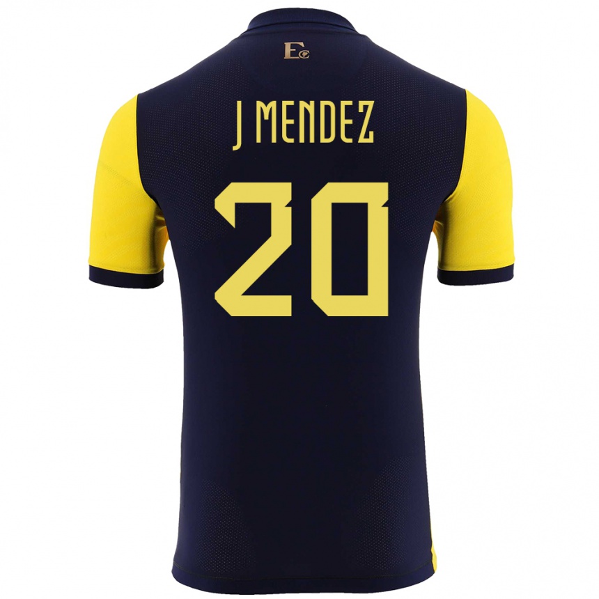 Women Football Ecuador Jhegson Womendez #20 Yellow Home Jersey 24-26 T-Shirt Za