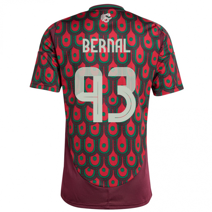 Women Football Mexico Rebeca Bernal #93 Maroon Home Jersey 24-26 T-Shirt Za