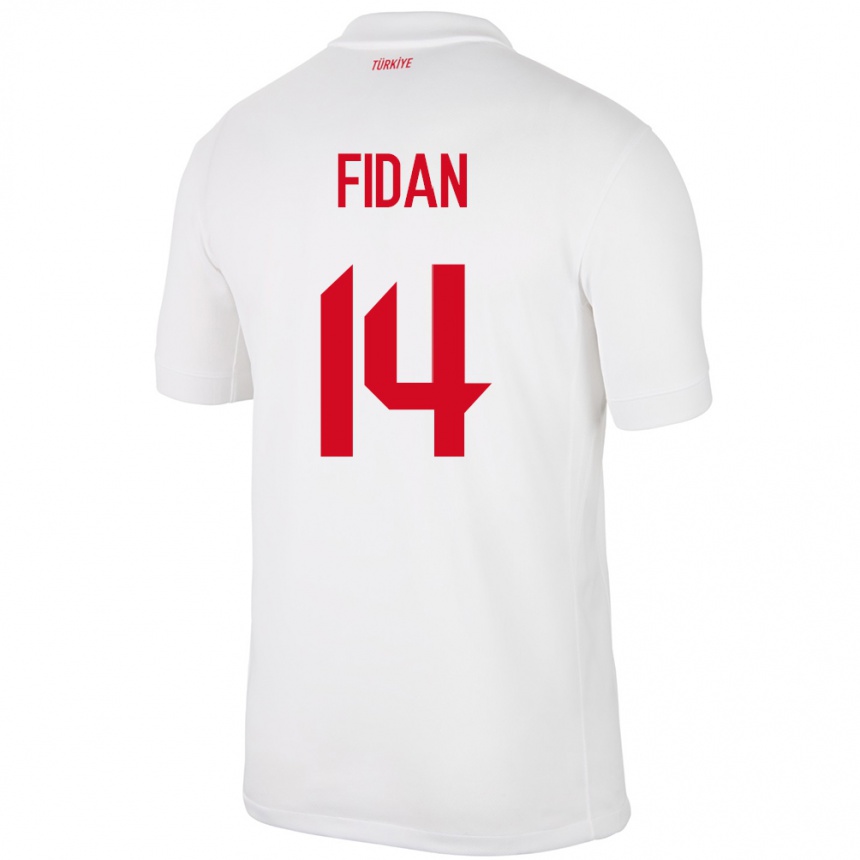 Women Football Turkey Yiğit Fidan #14 White Home Jersey 24-26 T-Shirt Za