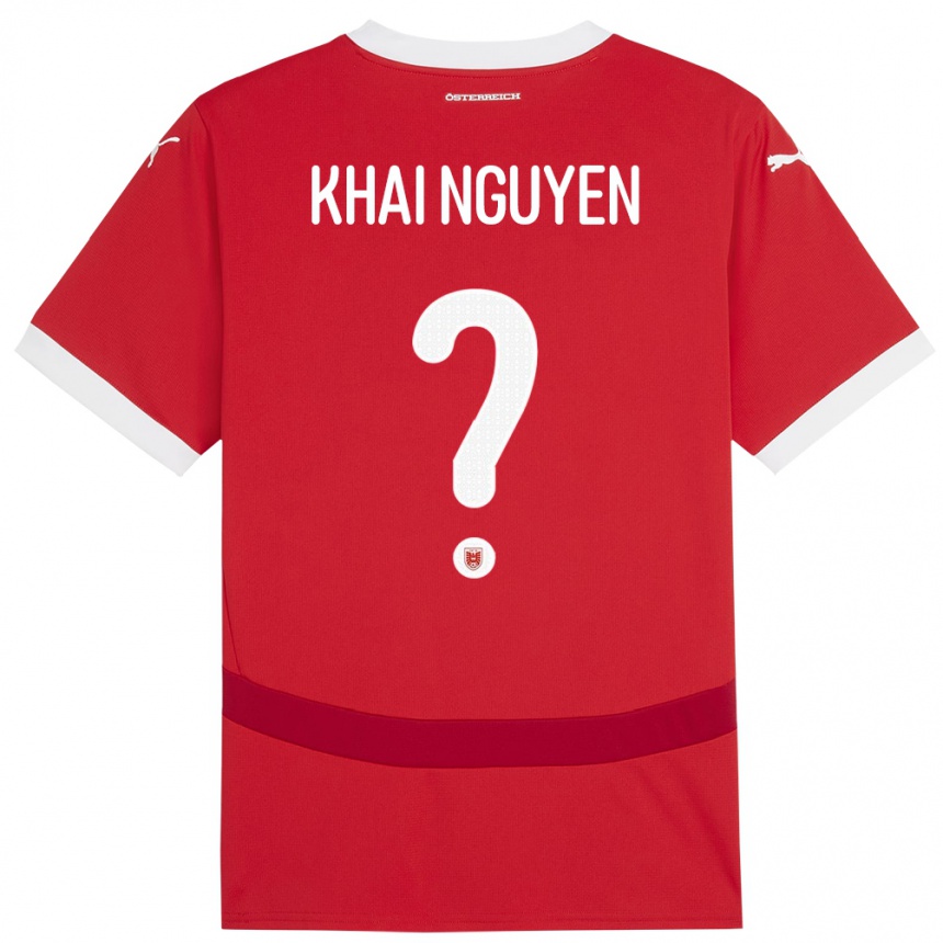 Women Football Austria Quoc Khai Nguyen #0 Red Home Jersey 24-26 T-Shirt Za