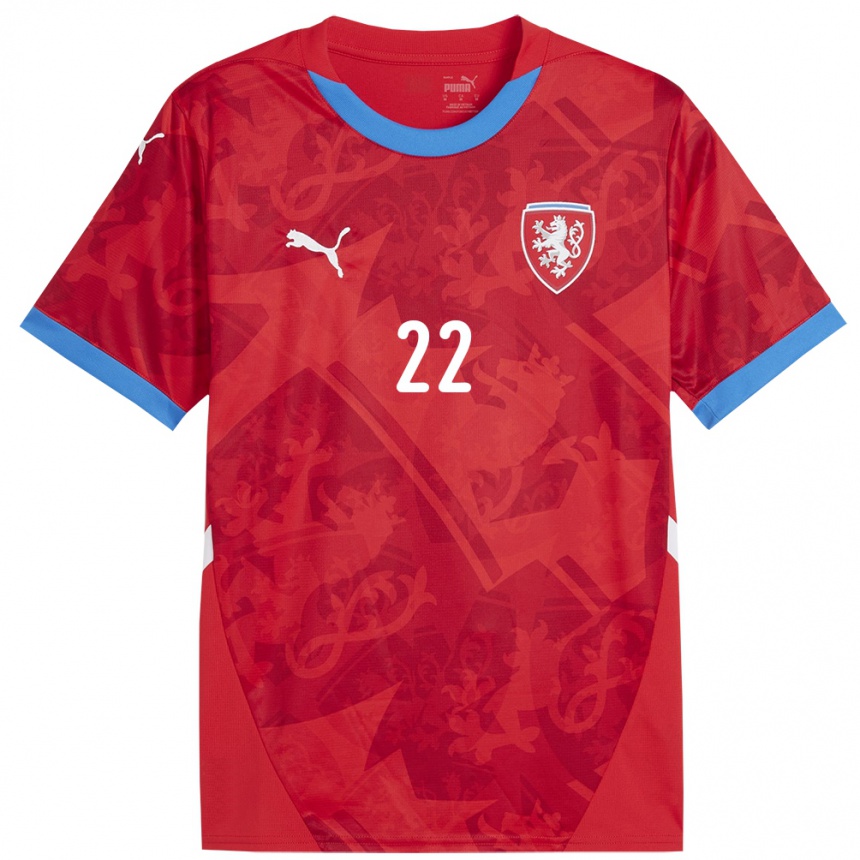 Women Football Czech Republic Daniel Tishler #22 Red Home Jersey 24-26 T-Shirt Za