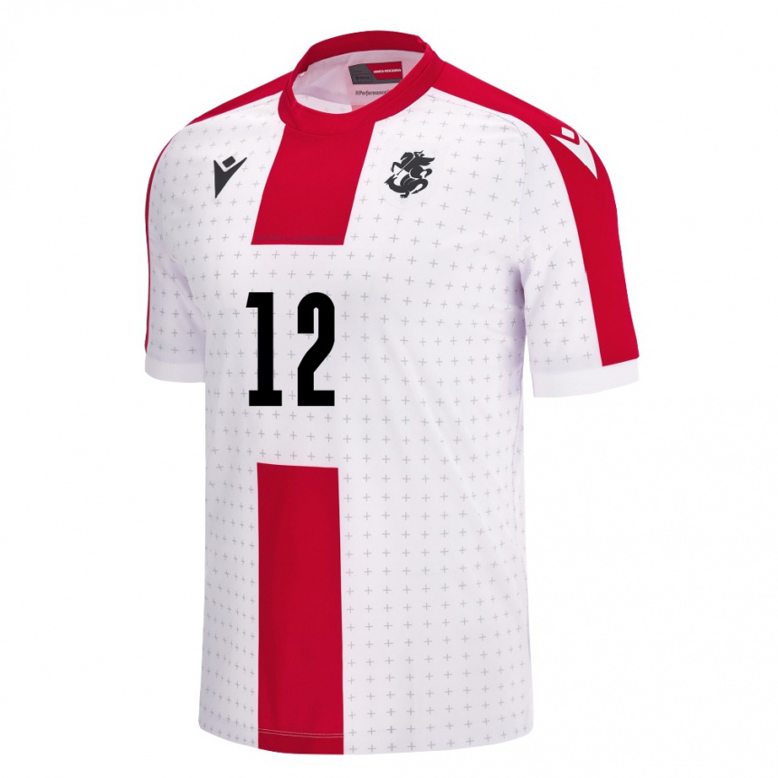 Women Football Georgia Tatia Gabunia #12 White Home Jersey 24-26 T-Shirt Za