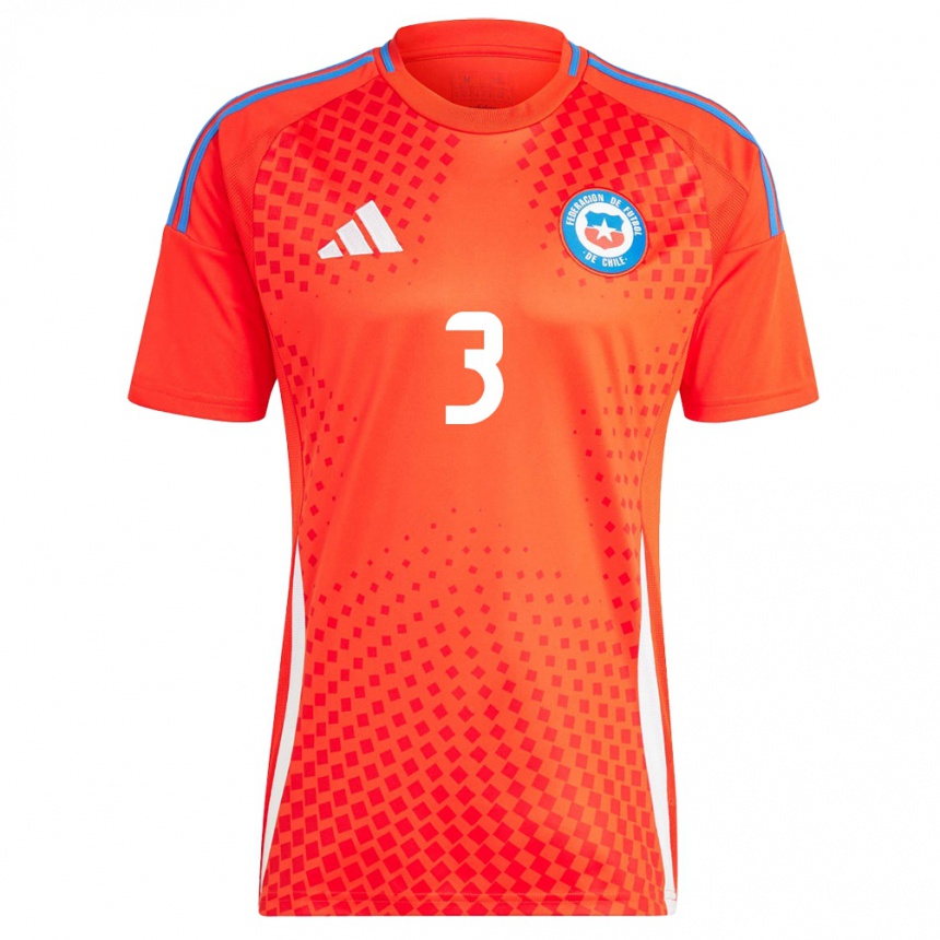 Women Football Chile Yahir Salazar #3 Red Home Jersey 24-26 T-Shirt Za