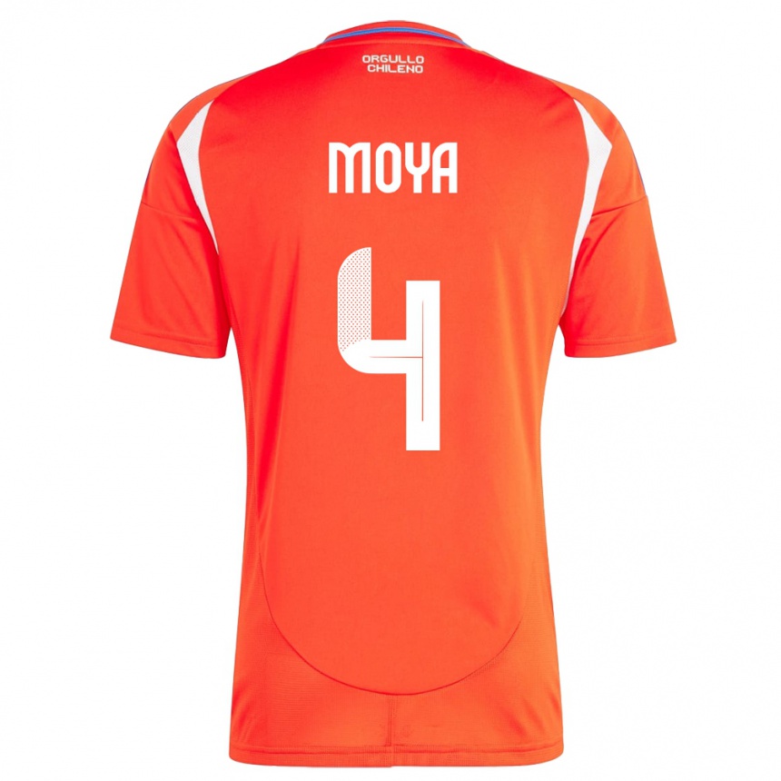 Women Football Chile Matías Moya #4 Red Home Jersey 24-26 T-Shirt Za