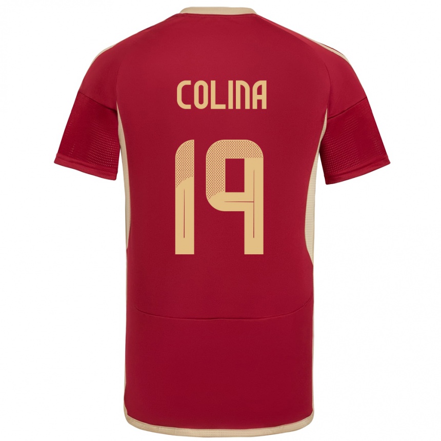 Women Football Venezuela Junior Colina #19 Burgundy Home Jersey 24-26 T-Shirt Za