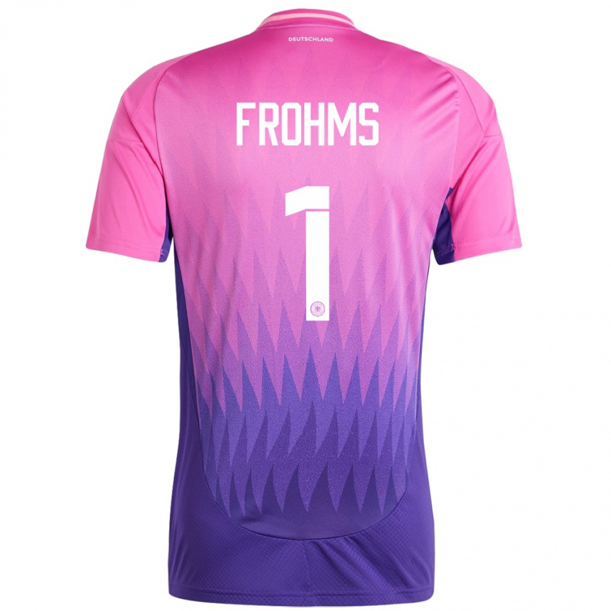 Women Football Germany Merle Frohms #1 Pink Purple Away Jersey 24-26 T-Shirt Za